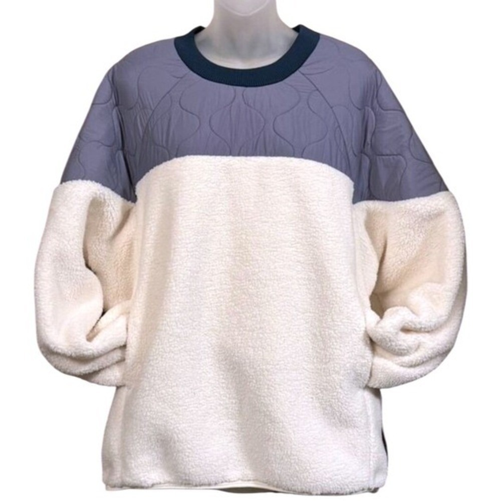 Free People Movement Drifter Crew Lavender Quilted Fleece Sweatshirt Size Large